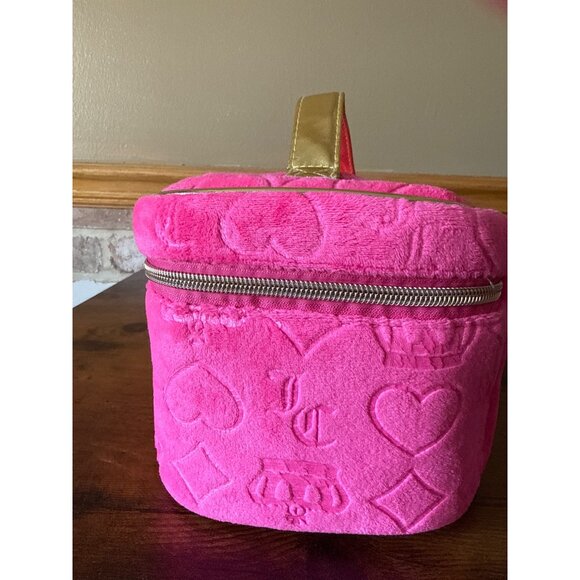 Juicy Couture Pink Velour Vanity Bag Cosmetic Case With Gold Logo - Picture 4 of 16